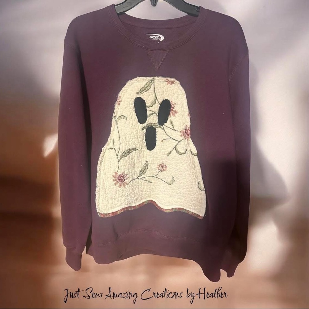 Purple Sweatshirt with Ghost Patch